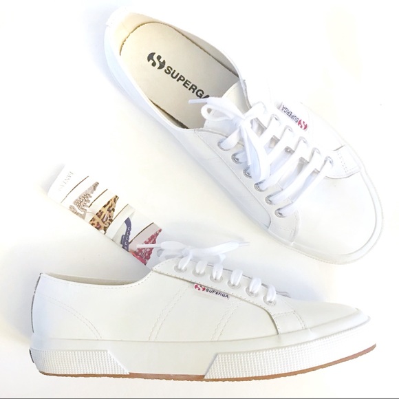 Superga Shoes - SUPERGA NWT White Leather Lace Up Sneakers Sz 8.5